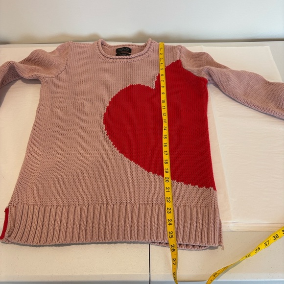 Rachel Zoe Pink Sweater with Red Heart 100% cotton size large - Picture 10 of 10